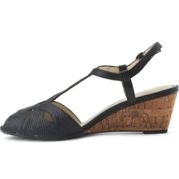 Naturalizer black snake hisa cork ankle wedges 6 - Picture 3 of 10